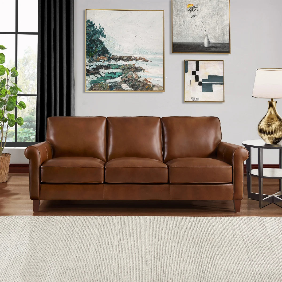 Larsen Top Grain Leather Loveseat & Sofa