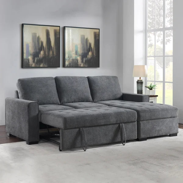 Sofá cama Kendale con chaise longue con espacio de almacenaje