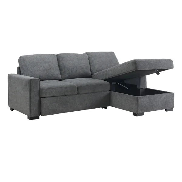 Sofá cama Kendale con chaise longue con espacio de almacenaje