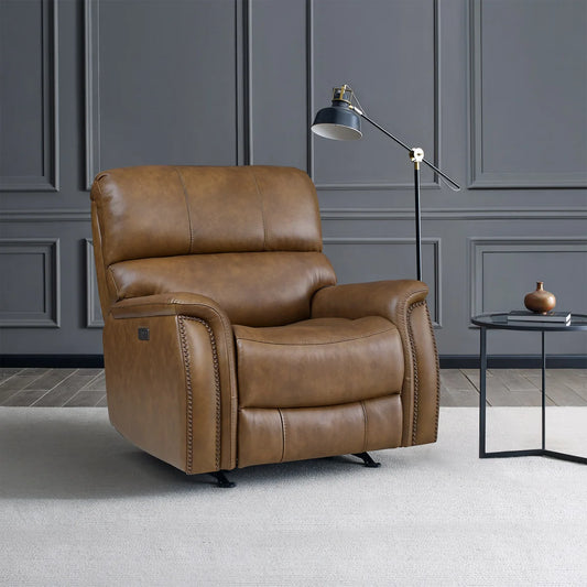Sillón reclinable eléctrico de cuero con reposacabezas eléctrico Barcalounger Presley