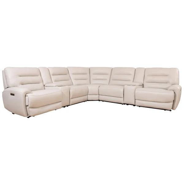 Sillón reclinable seccional eléctrico de cuero Aubrey con gravedad cero y reposacabezas eléctricos