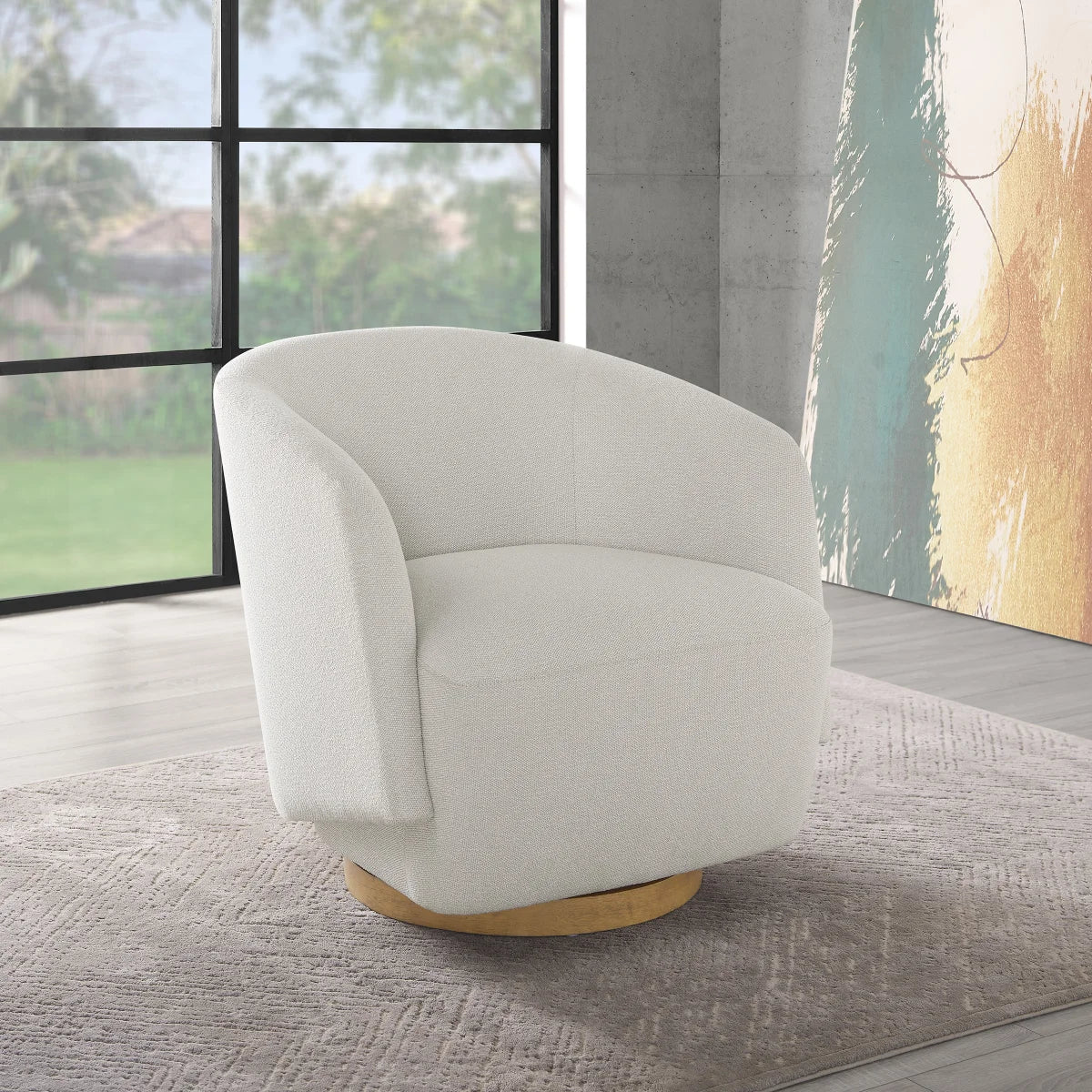 Silla giratoria tipo bouclé Henredon Murphy