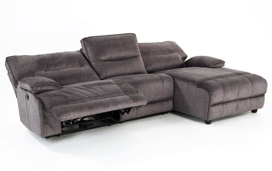 Pacifica Gray Power Reclining 3 Piece Chaise Sectional