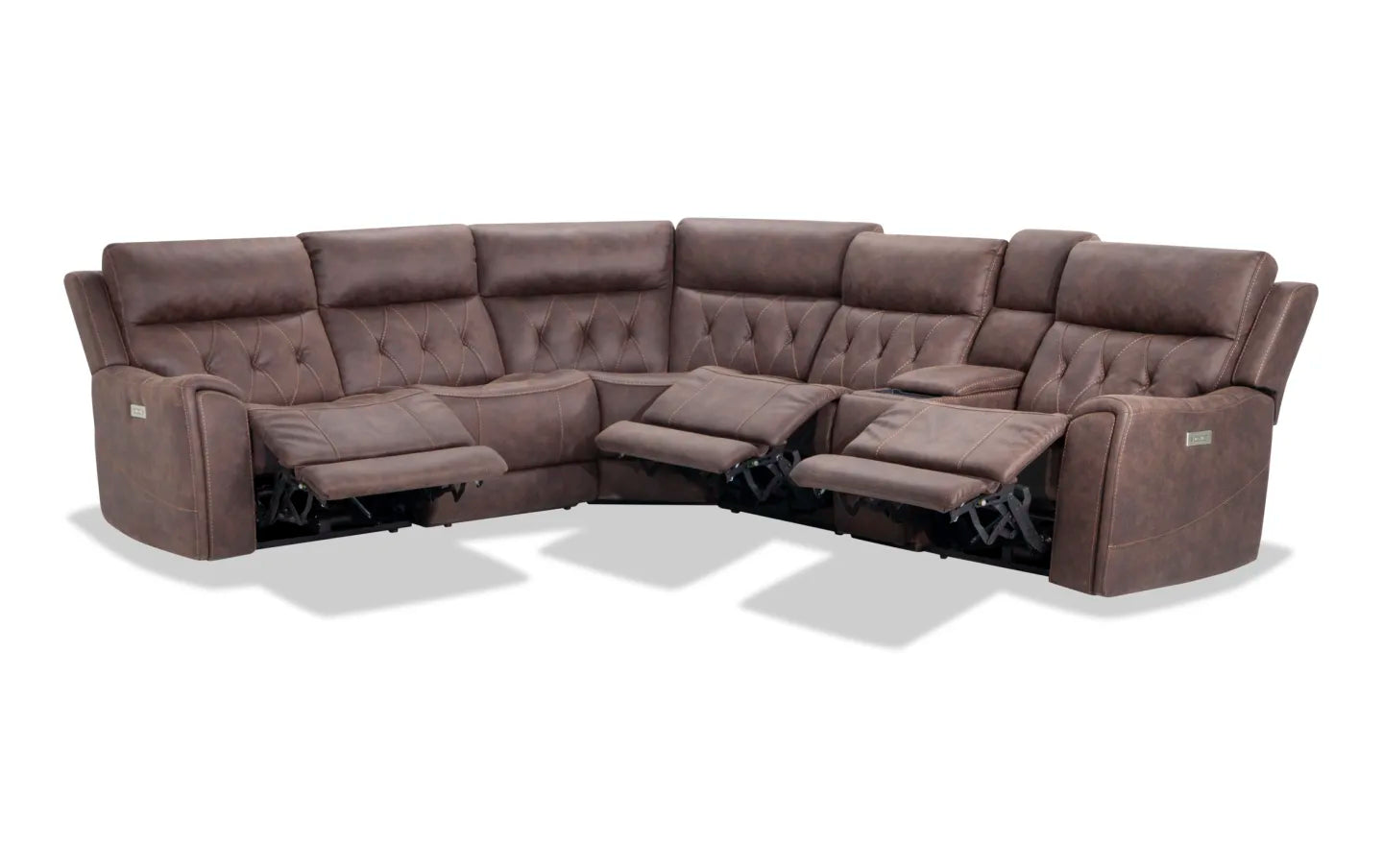 Canyon Walnut Power Reclining Sectional Sofa with Power Headrest