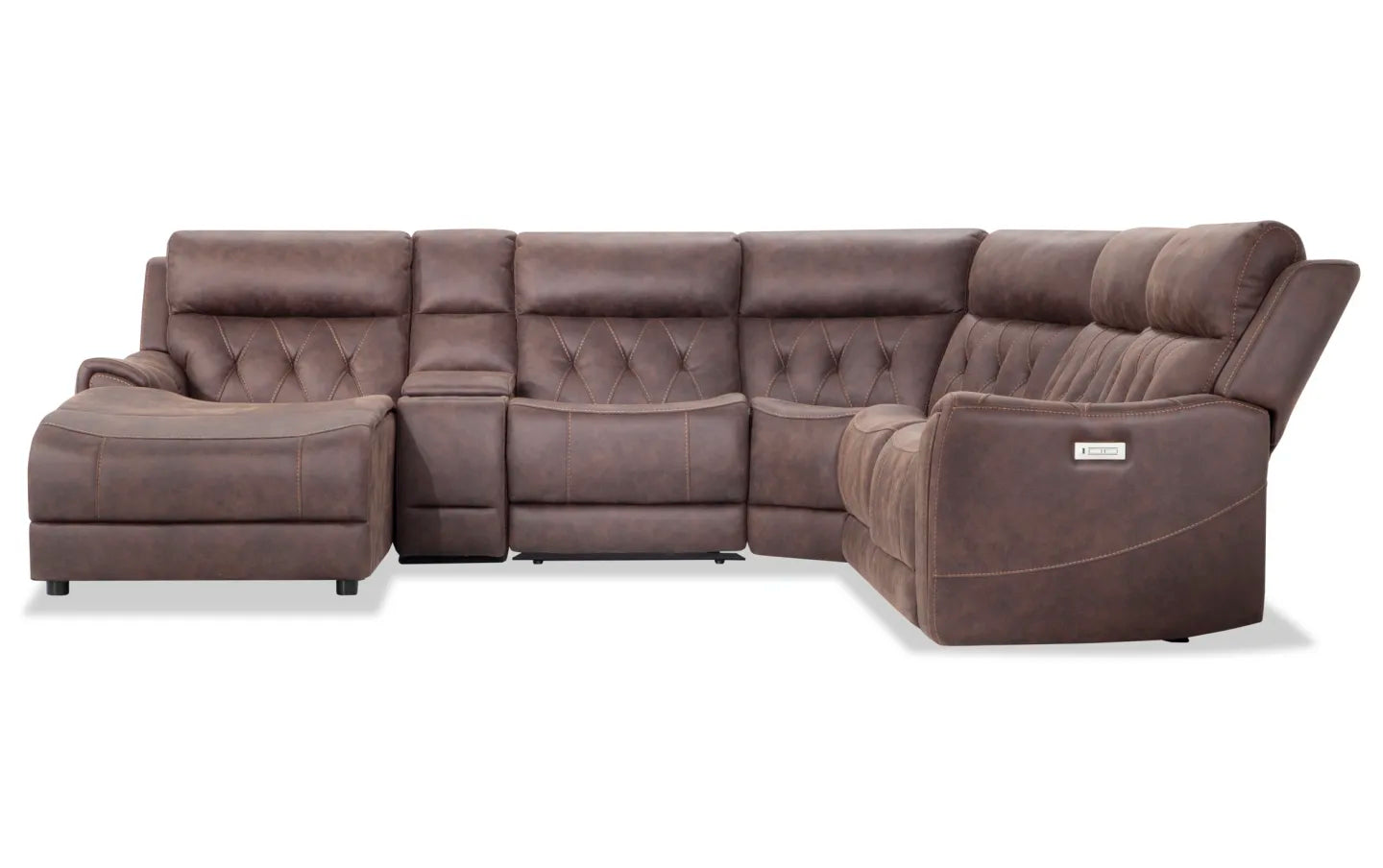 Canyon Walnut Power Reclining Sectional with Chaise & Power Headrest