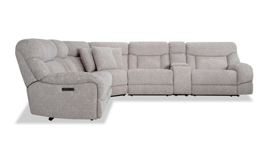 Everest Light Gray Power Reclining Sectional with Power Headrest