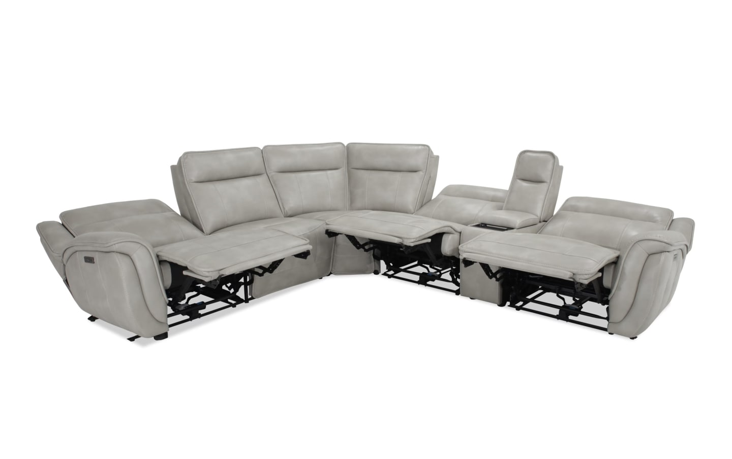 Seccional reclinable eléctrico de 5 piezas Sahara Stone con reposacabezas eléctrico