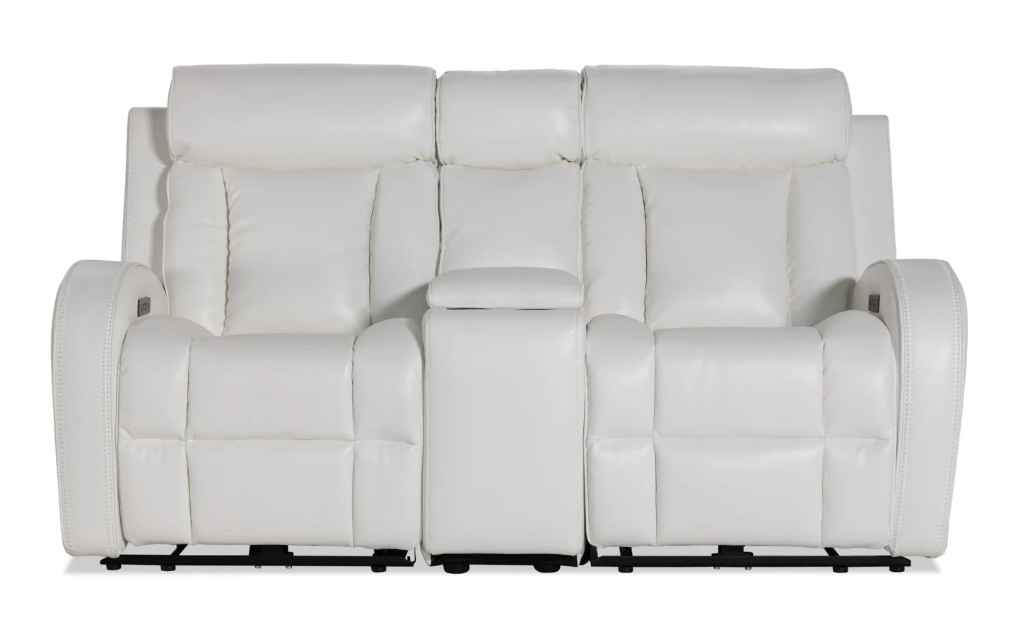 Tuxedo WhitePower Reclining Console Loveseat (2) Set with Power Headrest