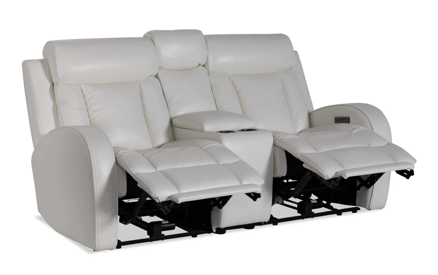 Tuxedo WhitePower Reclining Console Loveseat (2) Set with Power Headrest