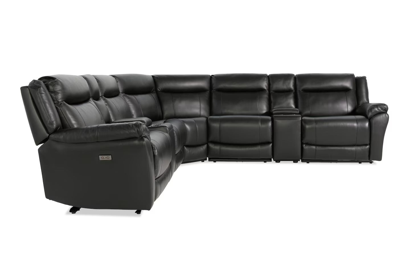 Frontier Black Leather Power Reclining Sectional