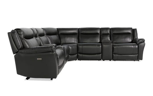 Frontier Black Leather Power Reclining Sectional