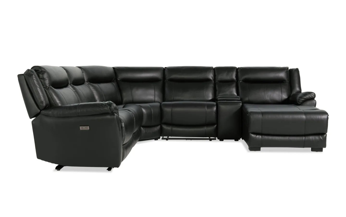 Frontier Black Leather Power Reclining Sectional with Chaise