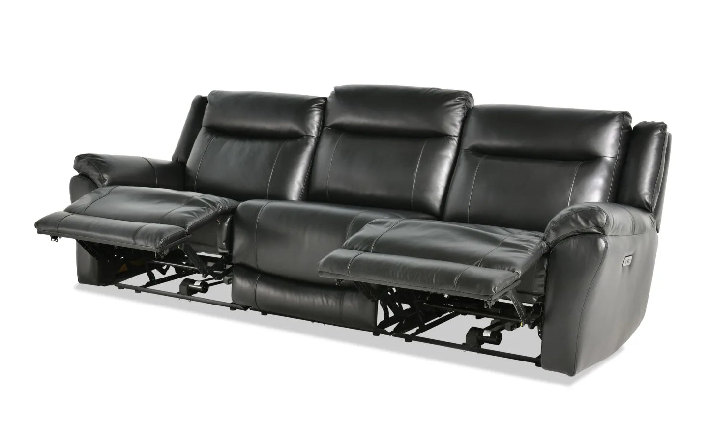 Frontier Black Leather Reclining Sofa & Loveseat Set