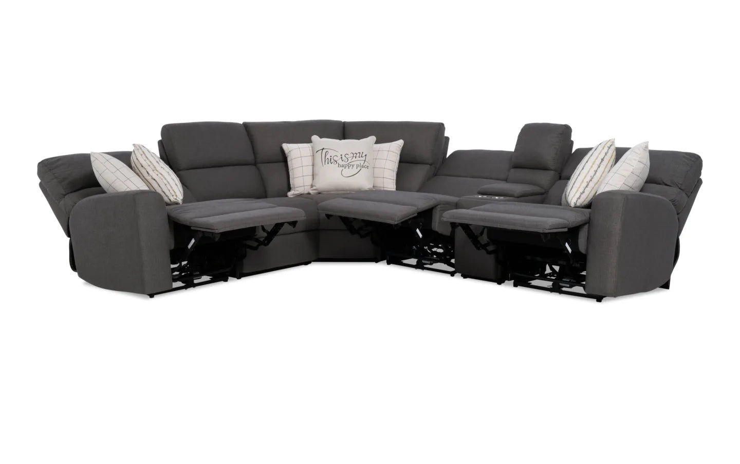 Modern Farmhouse Gray Power Reclining Sectional with Power Headrest
