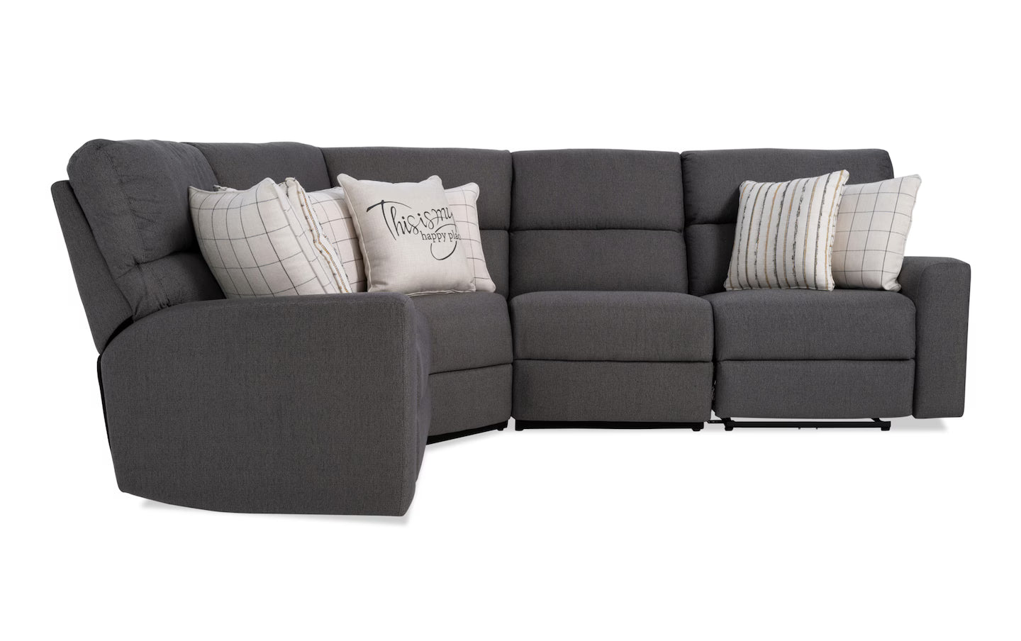 Modern Farmhouse Gray Power Reclining Sectional with Power Headrest