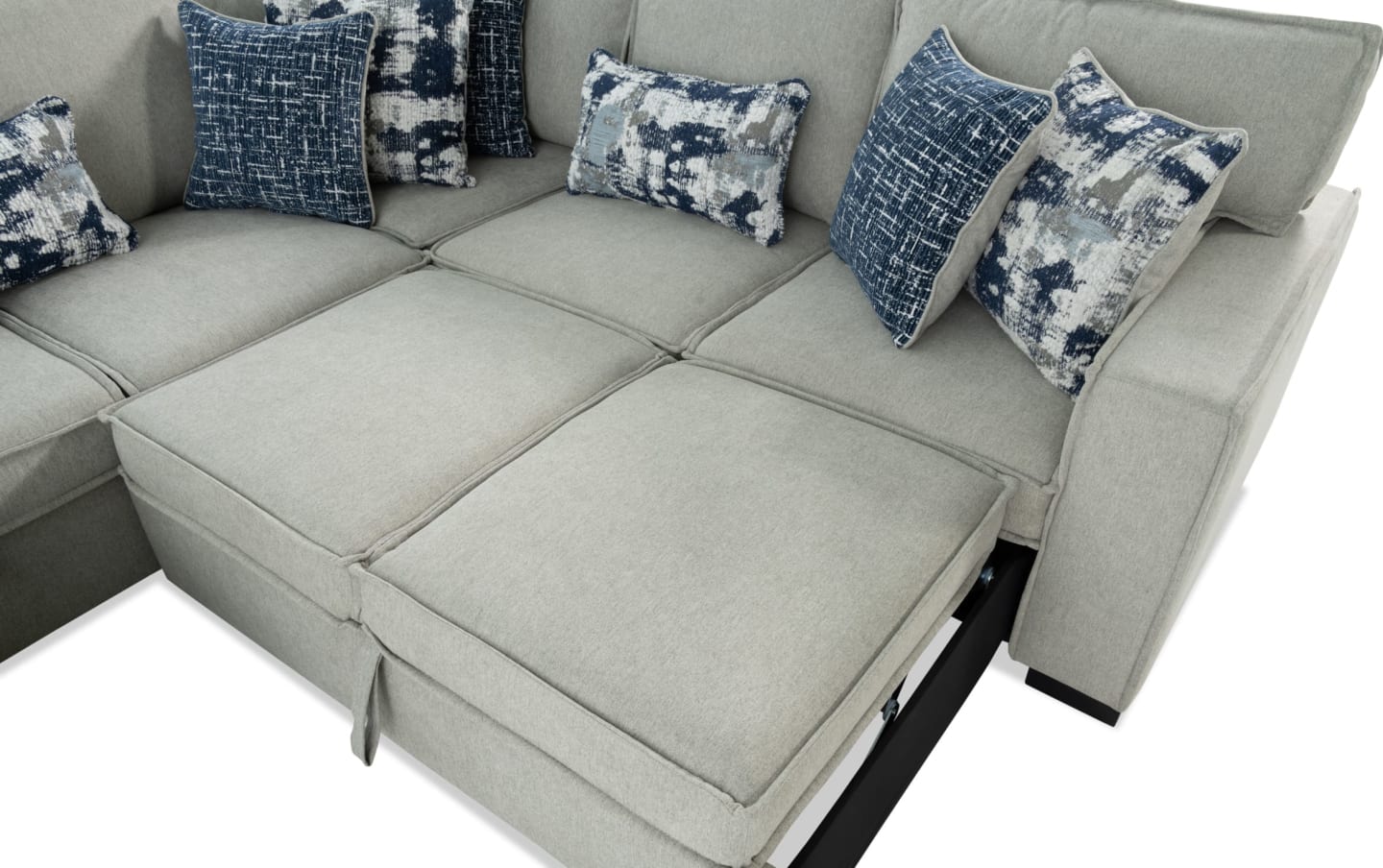 Playmax Gray Pop-Up Sleeper Chaise Sectional with USB & USB-C Port