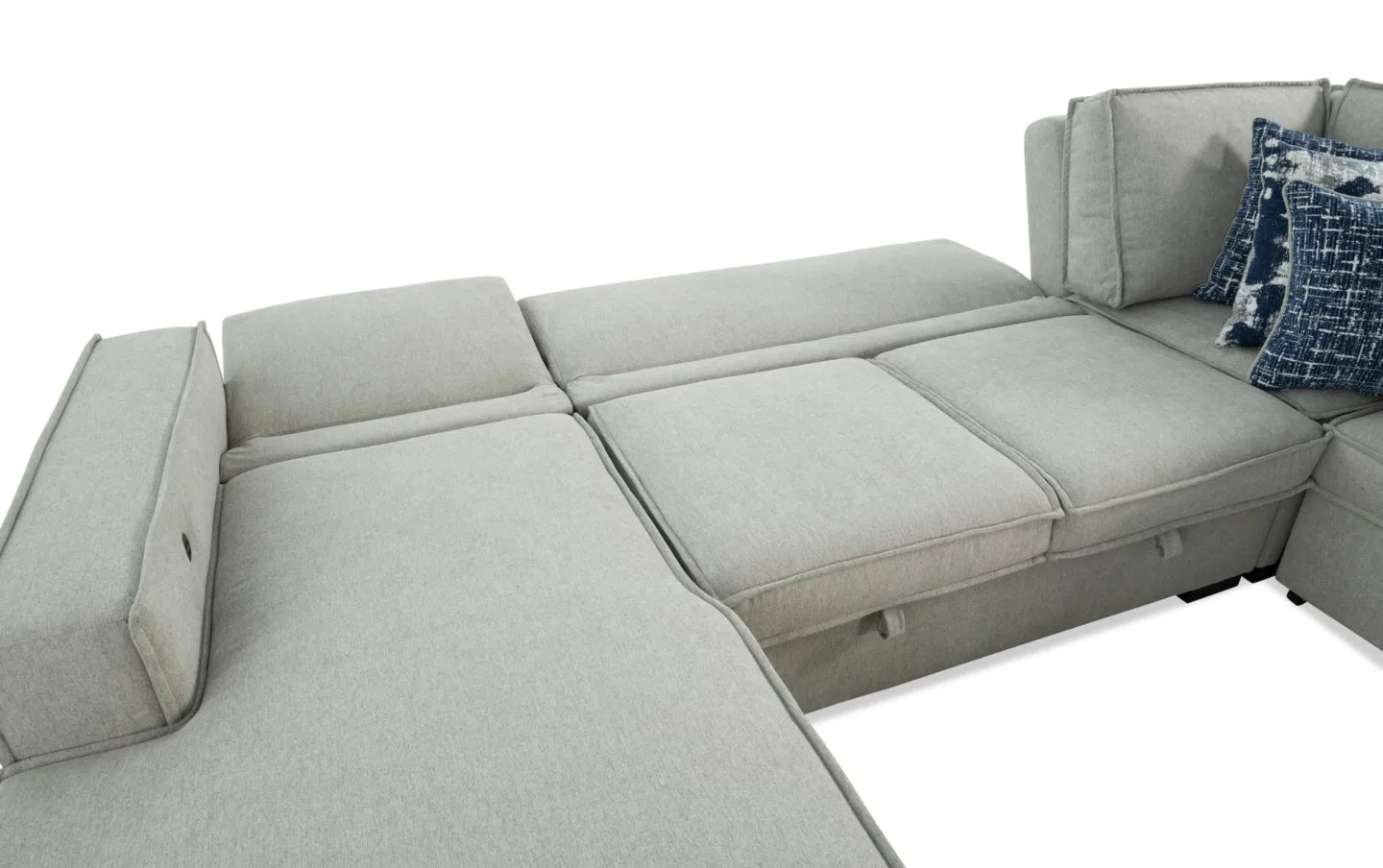 Playmax Gray Pop-Up Sleeper Chaise Sectional with USB & USB-C Port