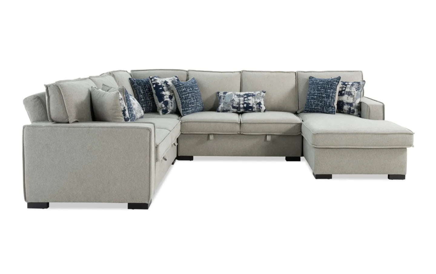Playmax Gray Pop-Up Sleeper Chaise Sectional with USB & USB-C Port