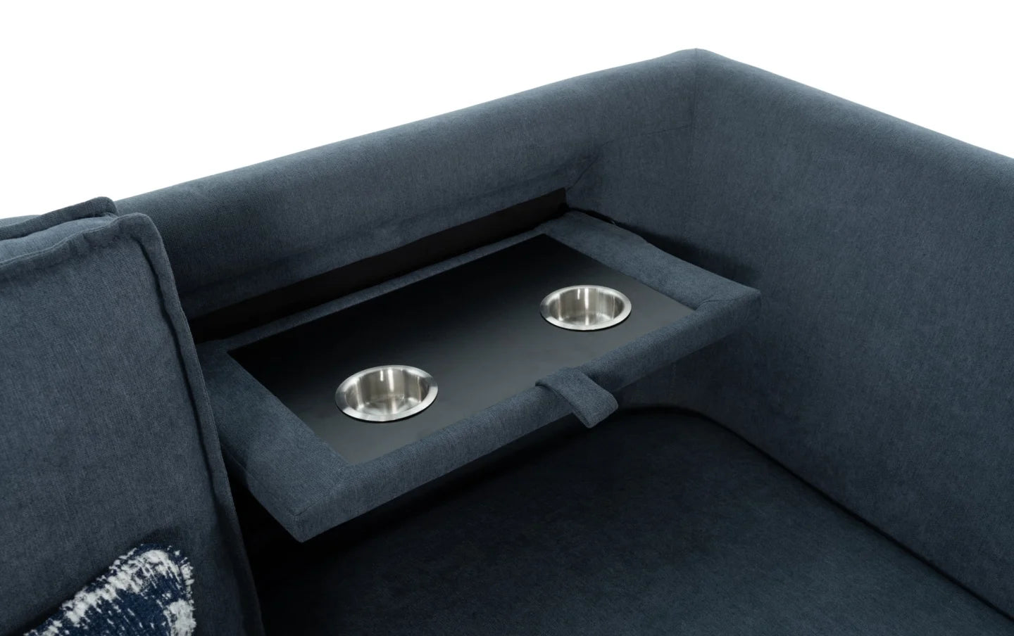 Playmax Denim Sectional with USB & USB-C Port