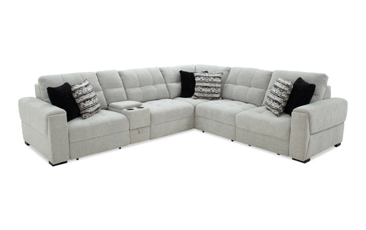 Slider Bob Gray Power Sliding 6 Piece Sectional with USB & USB-C Ports