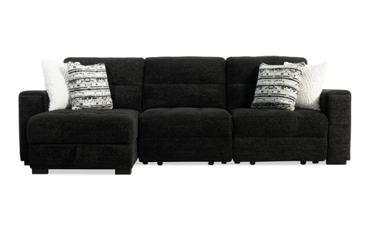 Slider Bob Black Power Sliding Right Arm Facing Storage Chaise Sectional