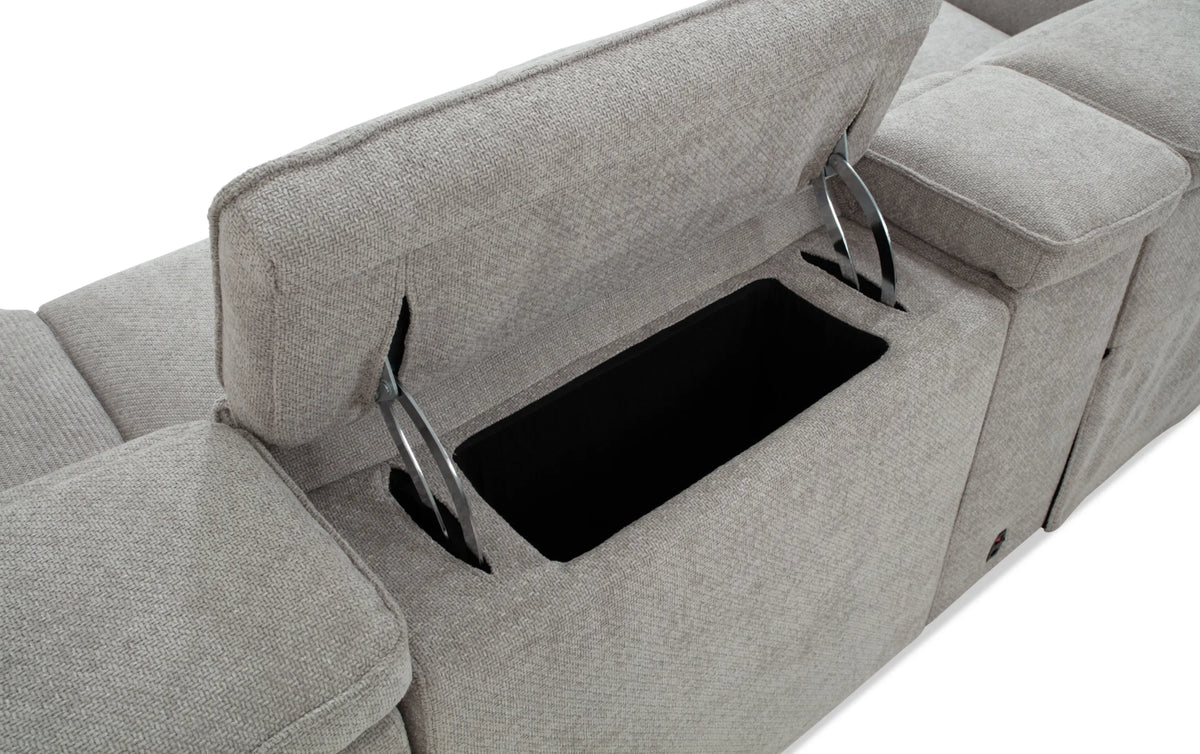 Equinox Silver Power Reclining 6 Piece Sectional with Power Headrest