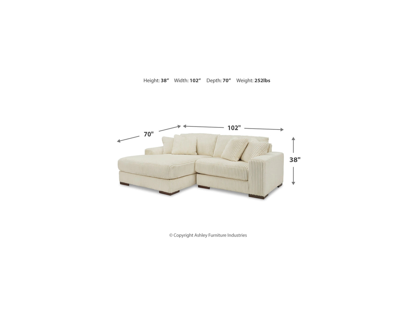 Sofá modular de dos piezas con chaise longue Lindyn