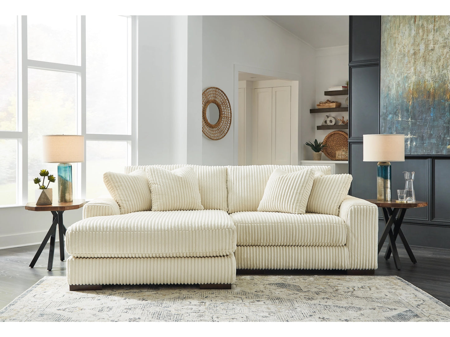 Sofá modular de dos piezas con chaise longue Lindyn