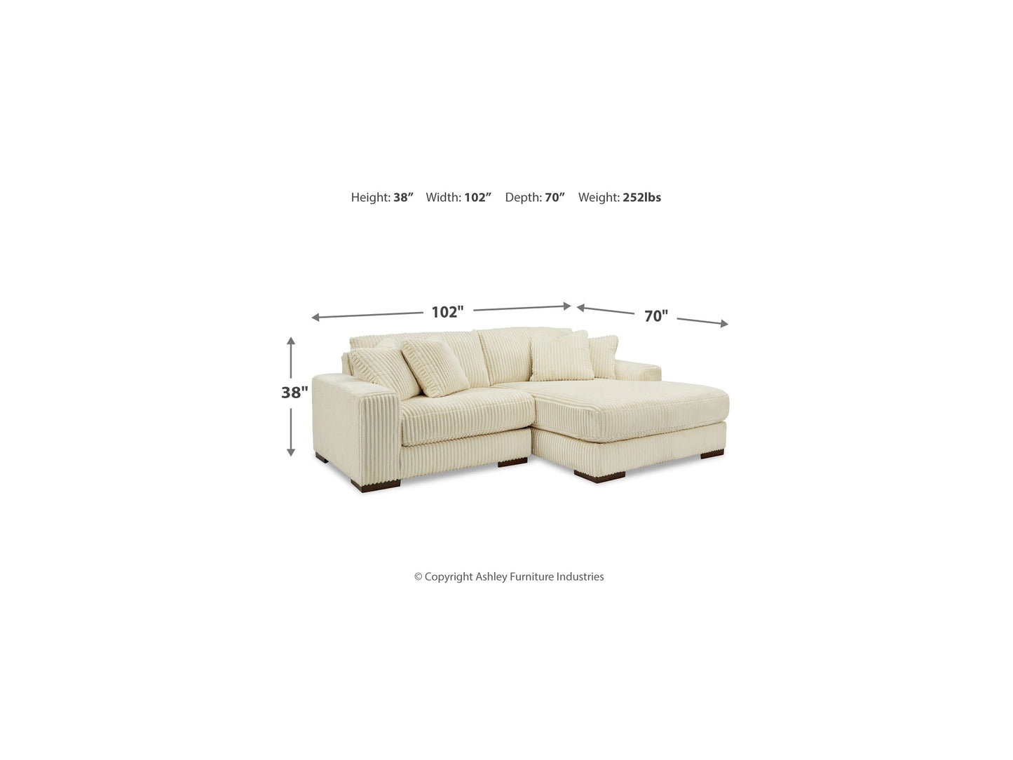 Sofá modular de dos piezas con chaise longue Lindyn