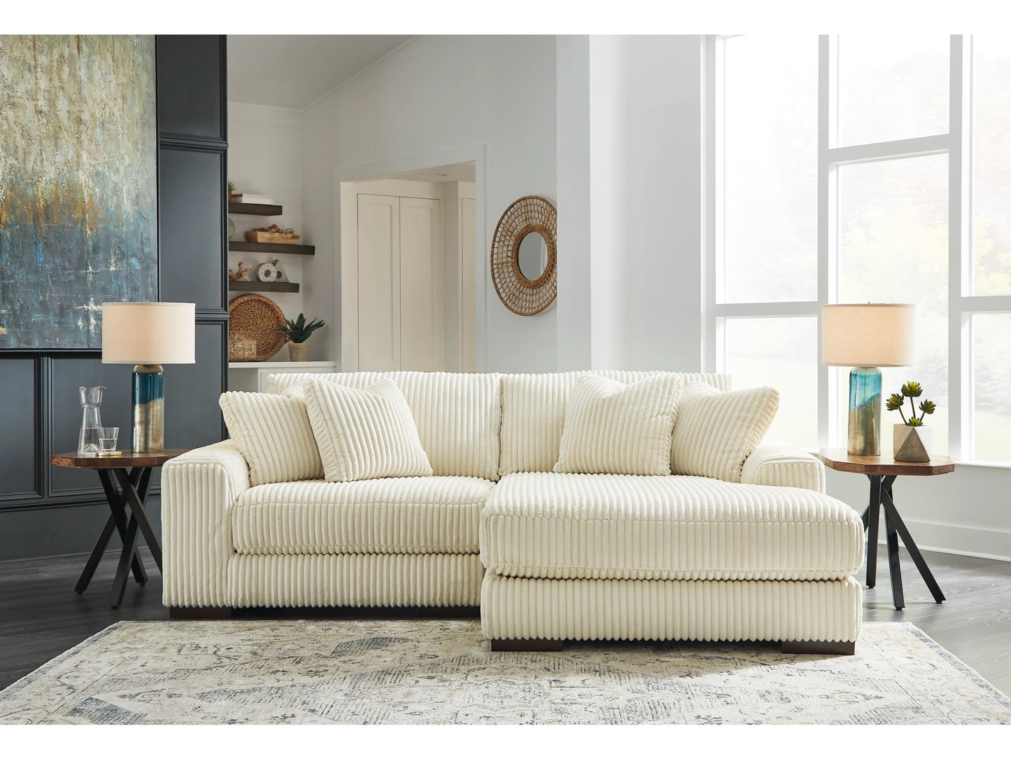 Sofá modular de dos piezas con chaise longue Lindyn