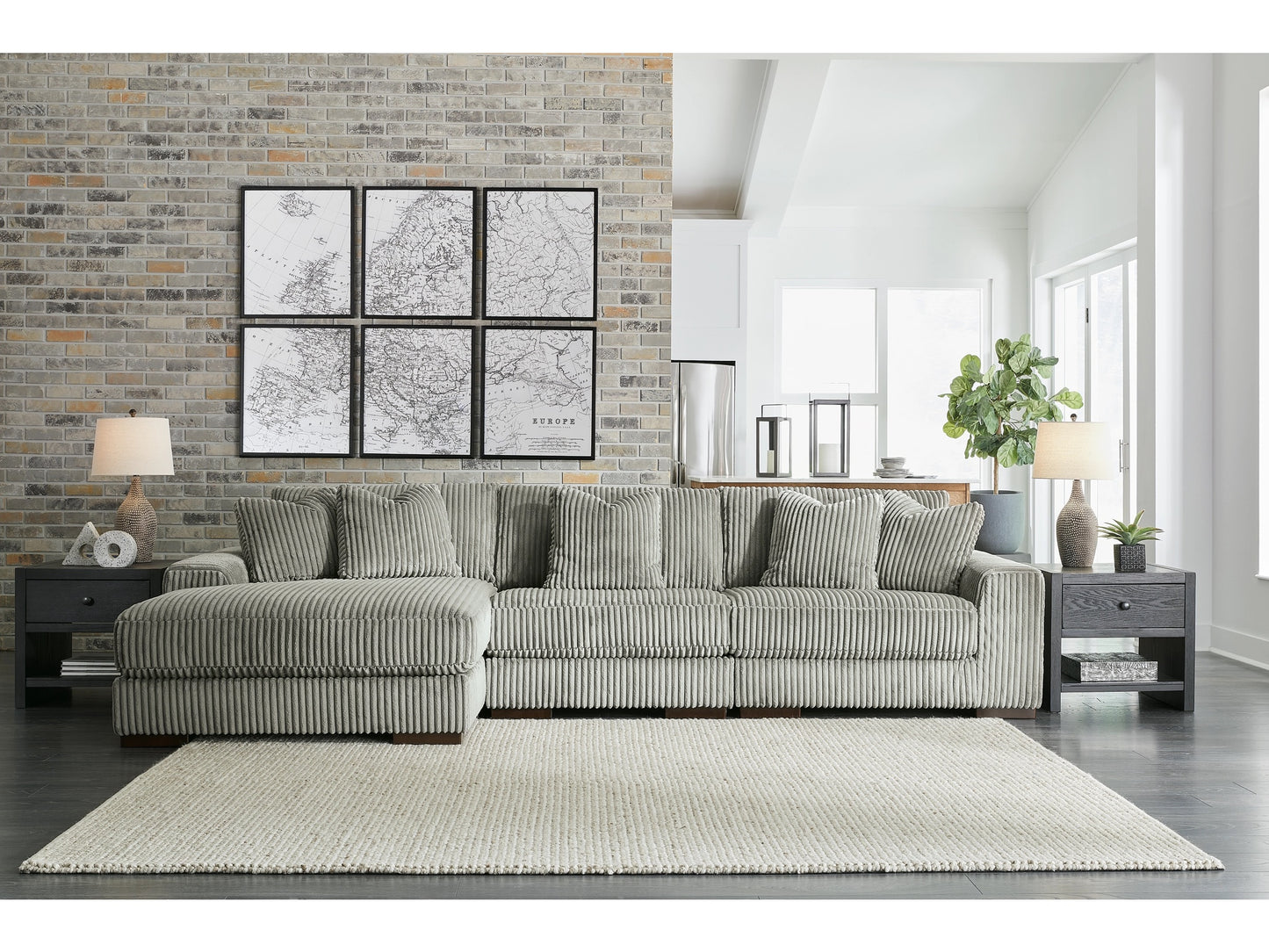 Sofá modular de 3 piezas Lindyn con chaise longue