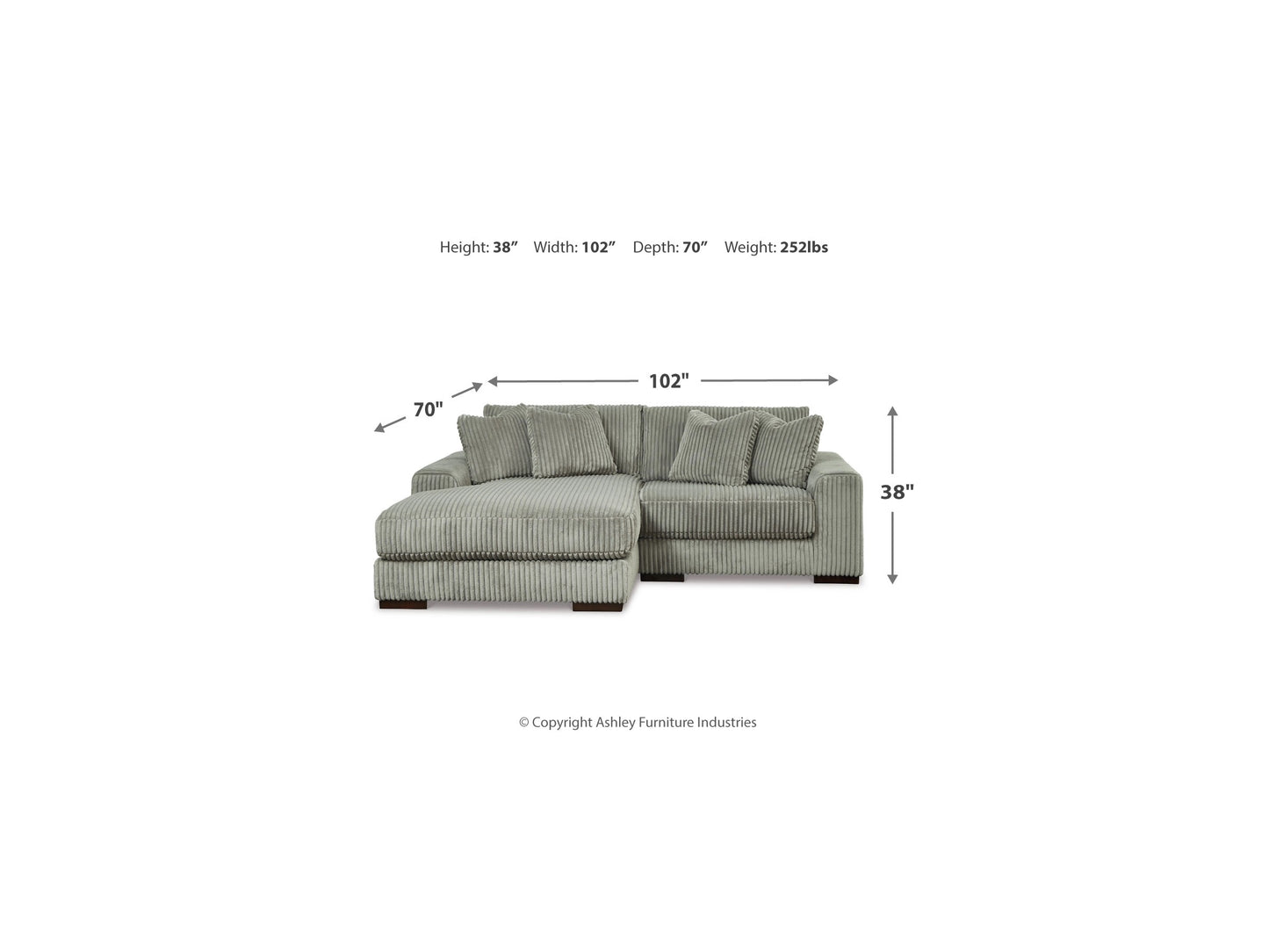 Sofá modular de dos piezas con chaise longue Lindyn