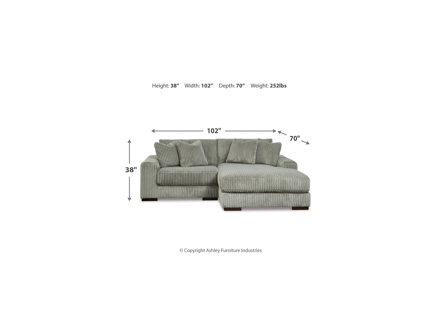 Sofá modular de dos piezas con chaise longue Lindyn