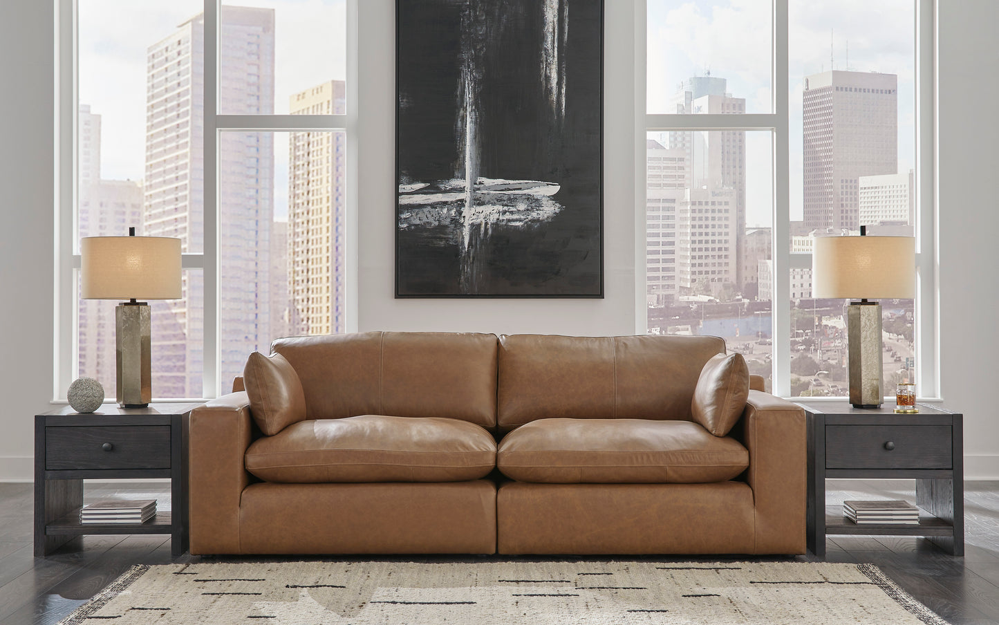 Emilia 2-Piece Leather Modular Loveseat