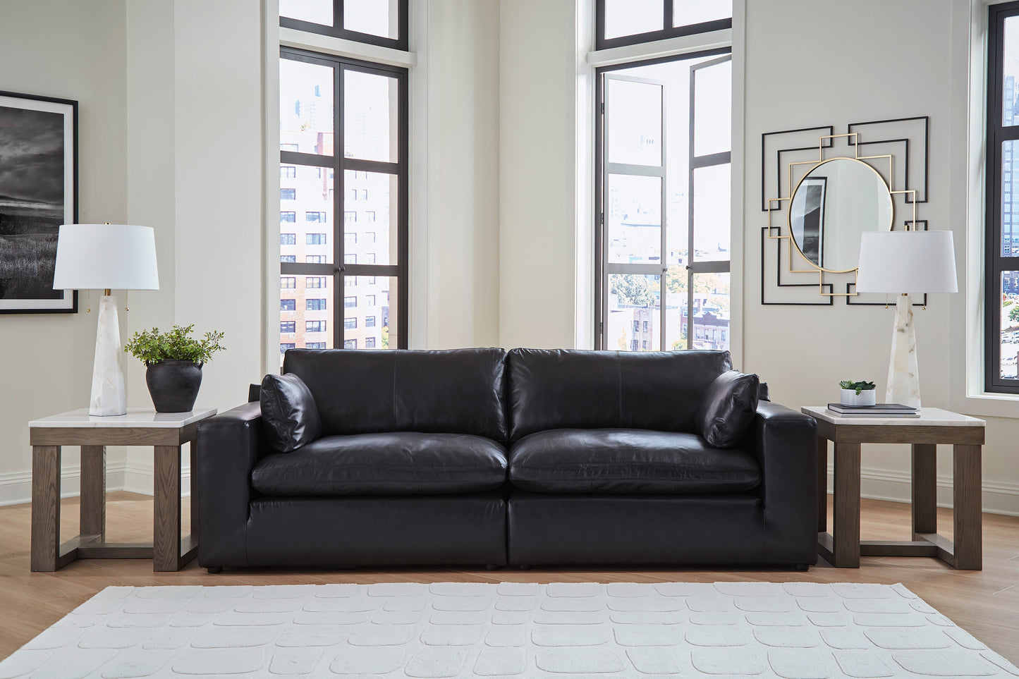Emilia 2-Piece Leather Modular Loveseat