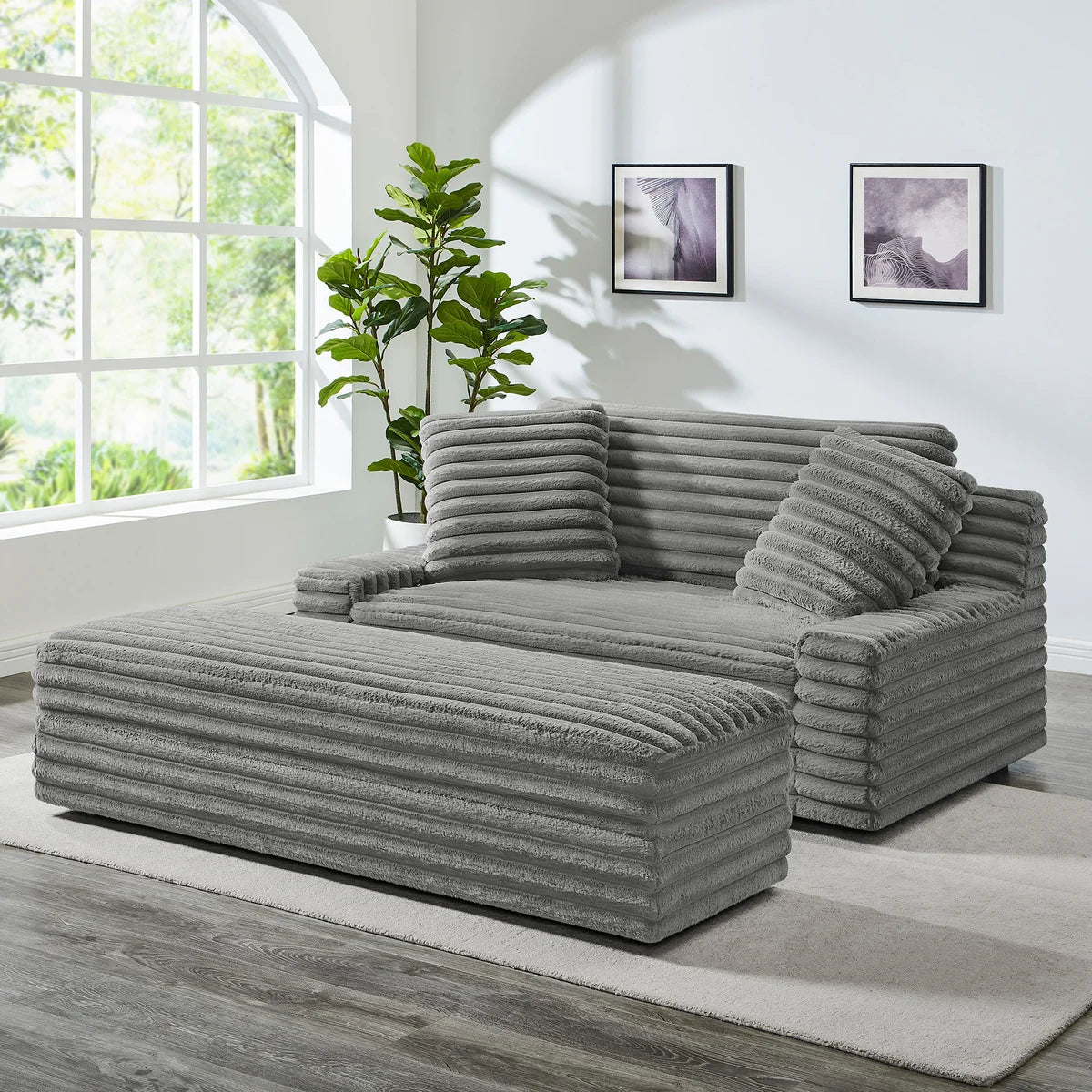 Thomasville Wills Fabric Oversize Chair and Storage Ottoman