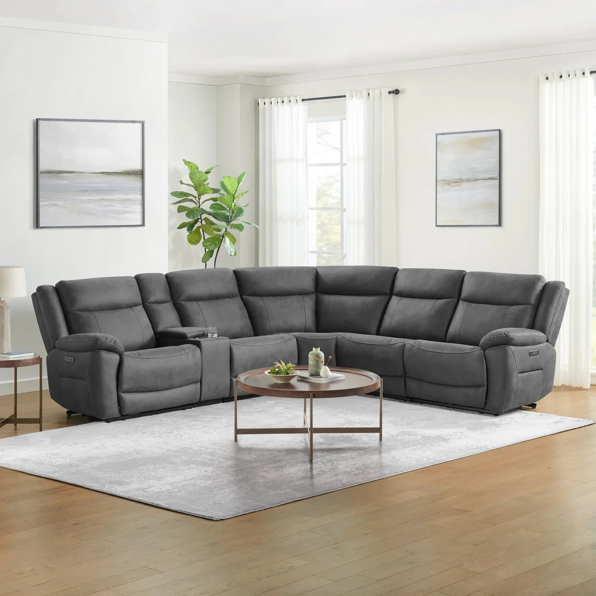 Zakary Fabric Power Reclining Sectional With Power Headrests