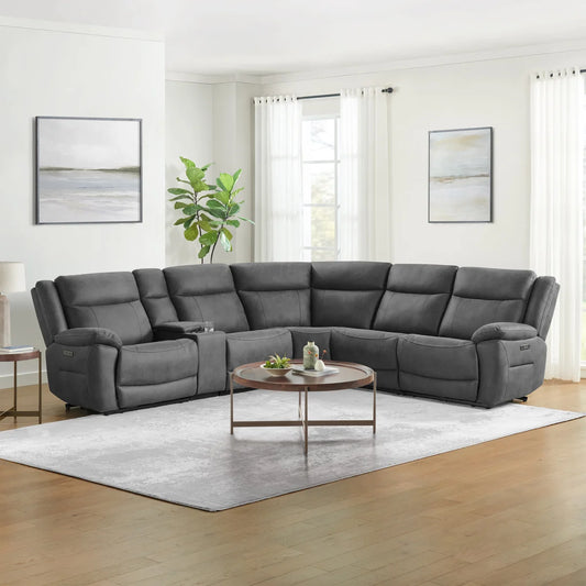 Zakary Fabric Power Reclining Sectional With Power Headrests