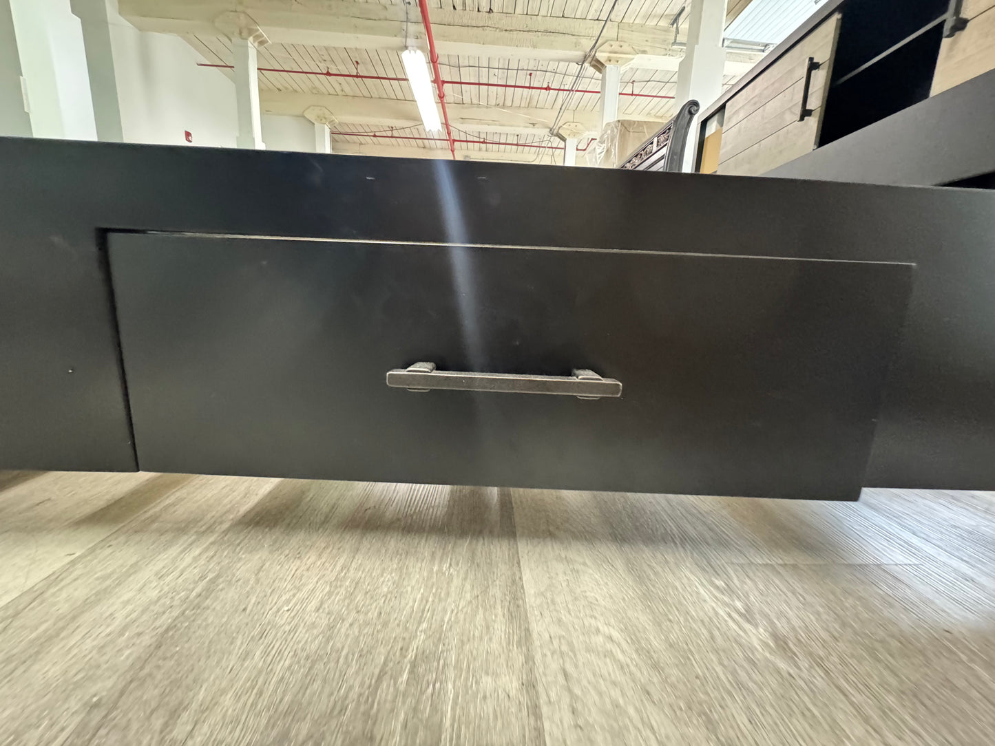 Black and Gray King Bed Frame with 4 Storage Drawers and Storage Headboard