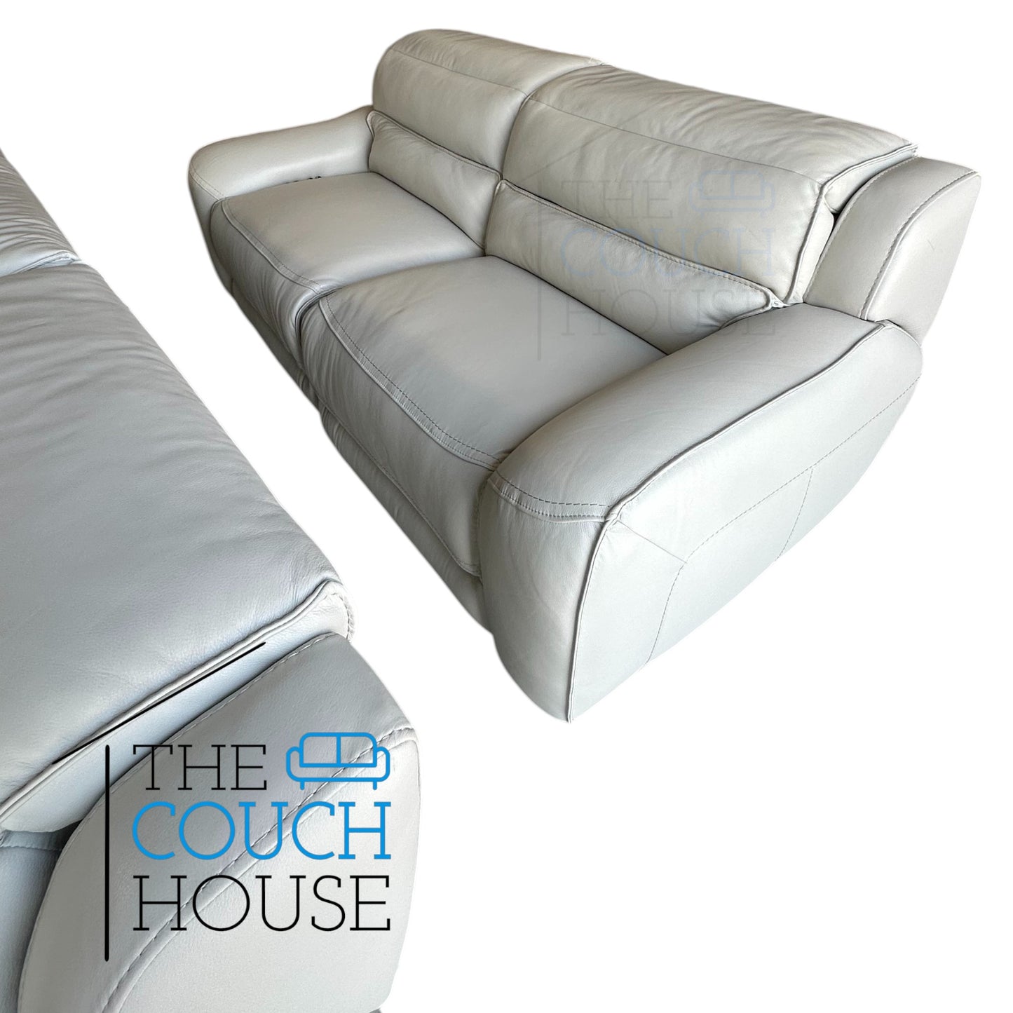 Milan Fog Leather Power Reclining Sofa & Loveseat