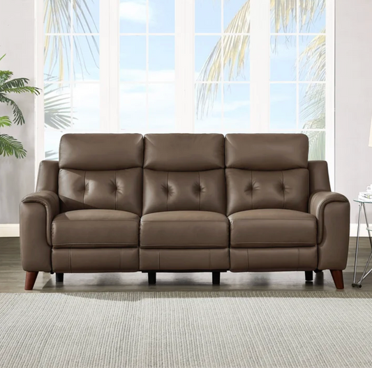 Malibu Leather Power Reclining Set with Power Headrests – Sofa & Loveseat