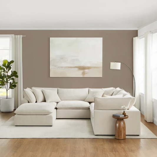 Sereen 6-piece Fabric Modular Sectional, Cream