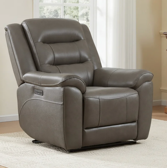 Mason Leather Power Reclining Set, Sofa and Chair, with Power Headrests