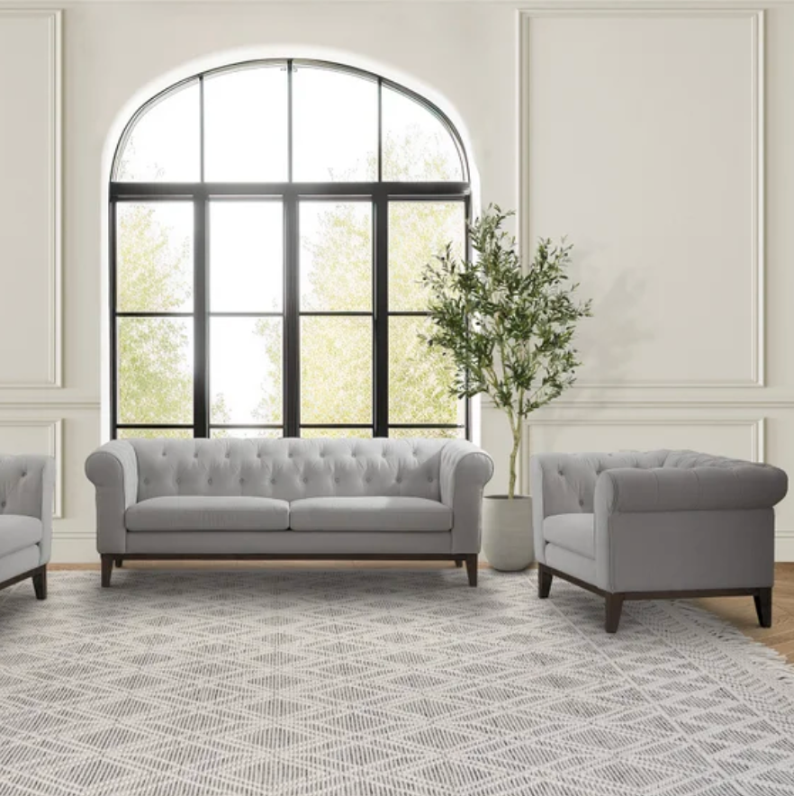Gwen Fabric Chesterfield 2-piece Set, Sofa and Chair