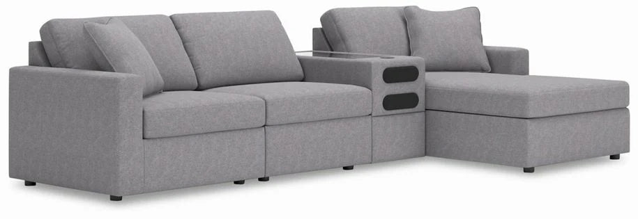 Modmax Sectional with Chaise & Audio Storage Console- Granite