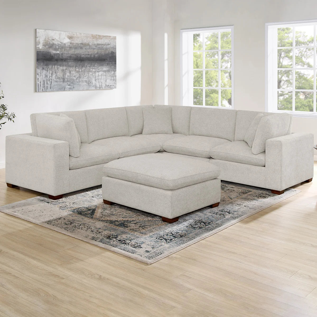 Thomasville Lowell 6-piece Modular Sectional- Light Gray – The Thomasville Lowell 6-piece Modular Sectional- Light Gray – The
