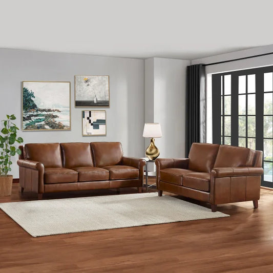 Larsen Top Grain Leather Loveseat & Sofa