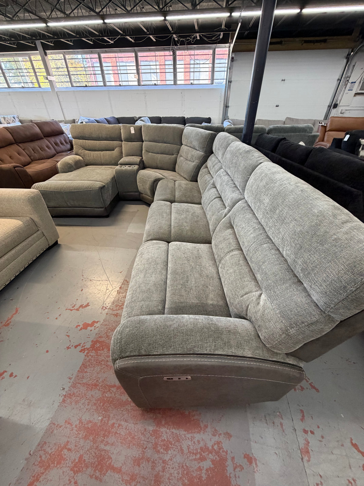 Phantom Gray 6 Piece Right Arm Facing Chaise Power Recliner Sectional
