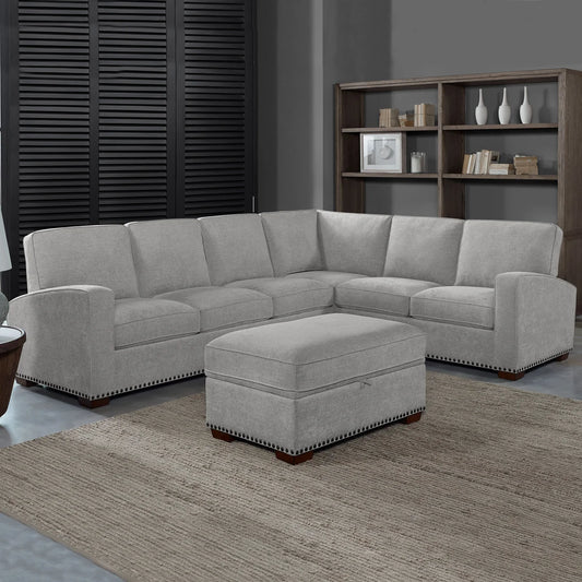 Pearce Fabric Sectional with Storage Ottoman