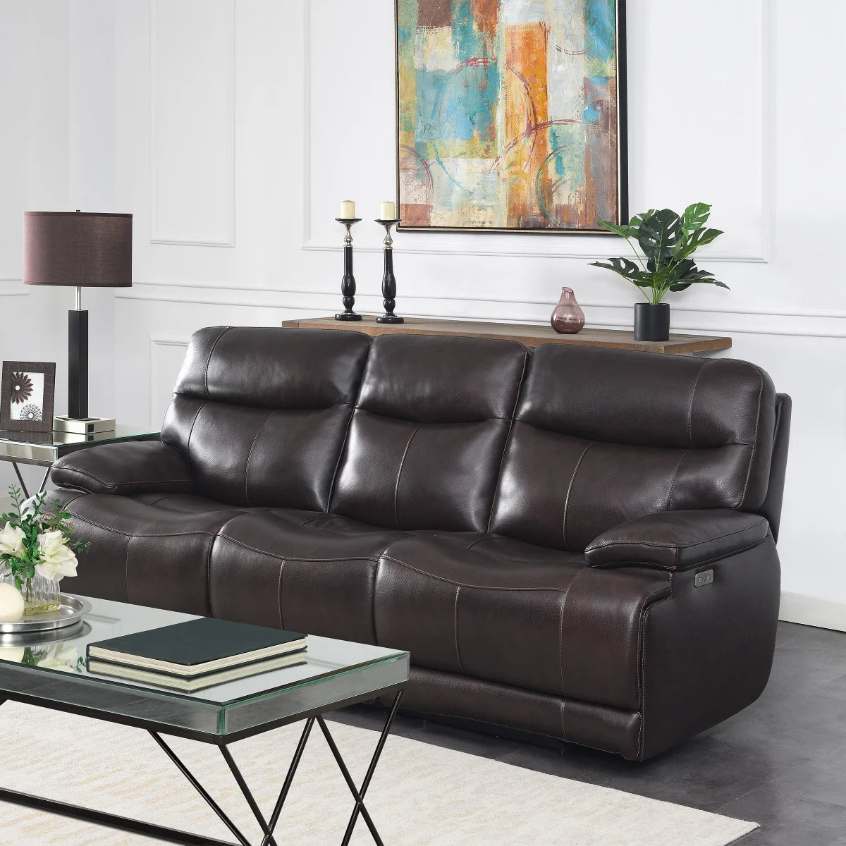 Ridgewin Leather Power Reclining Sofa & Loveseat Set